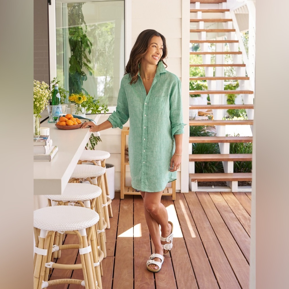 Frank and Eileen Linen Mary Dress in Green Size XS